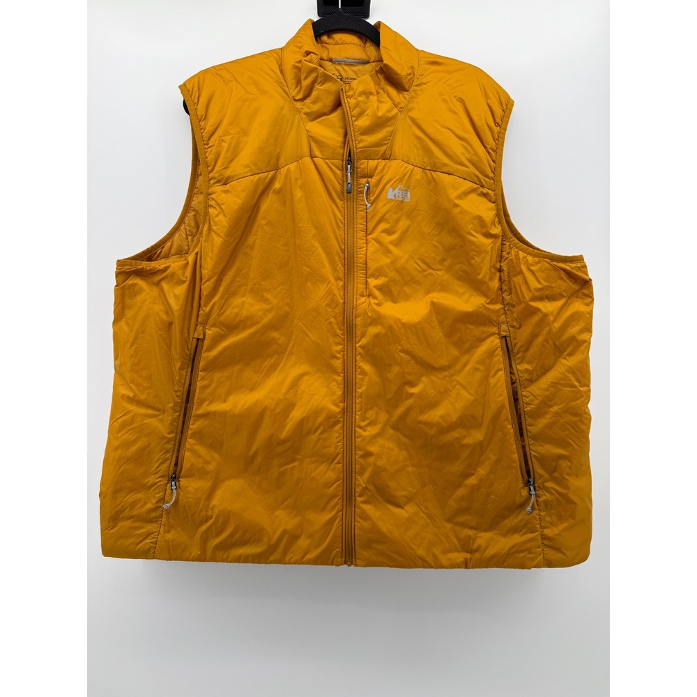 REI Co-op Mens 3XL Primaloft Insulated Puffer Vest Mustard Yellow Gold Zip Up